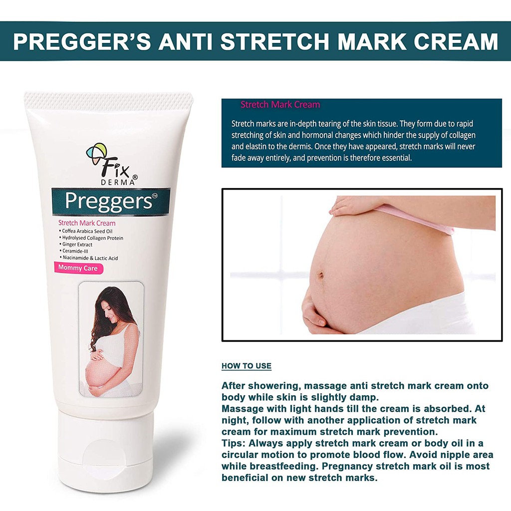 Trị Rạn Da Trong Và Sau Sinh, Phục Hồi Độ Đàn Hồi, Mờ Vết Rạn - FIXDERMA PREGGERS STRETCH MARK CREAM 60G