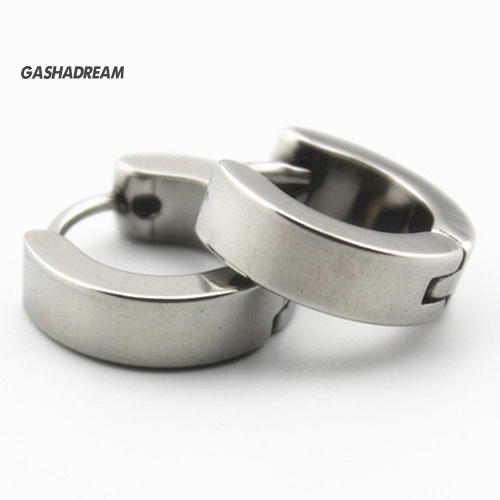 Đôi khuyên tai hình tròn bằng thép không gỉ thời trang dành cho nam nữ