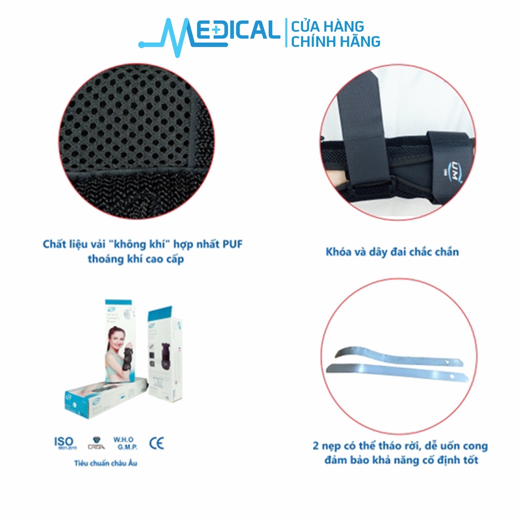 Nẹp cổ tay có thanh đỡ dài UNITED MEDICARE G01 size UNI màu đen - MEDICAL