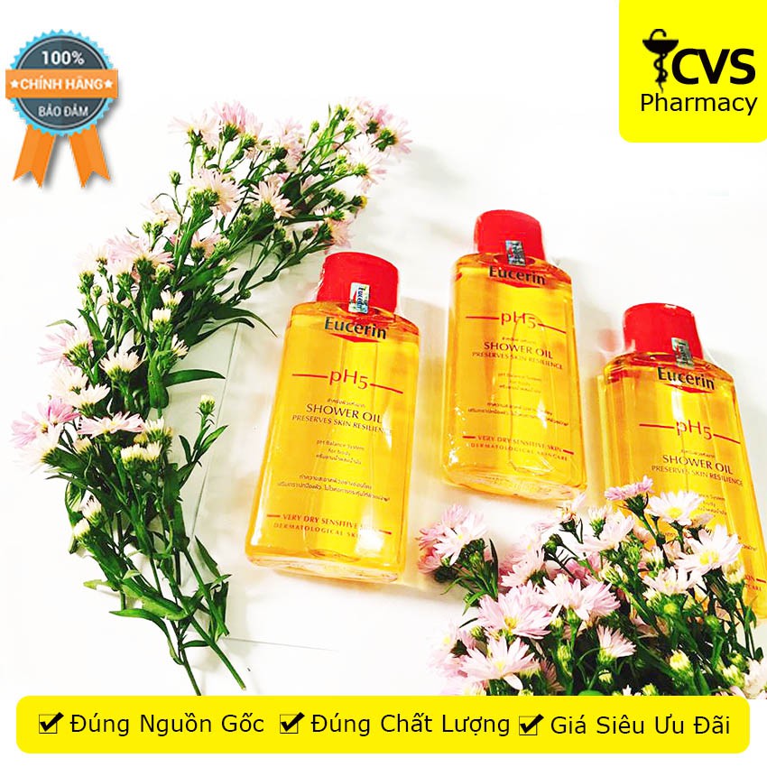 Dầu tắm Eucerin PH5 Shower Oil (Chai 200ml) - Dầu Sữa Tắm Chuyên Sâu Cho Da Khô & Nhạy Cảm - cvsphar