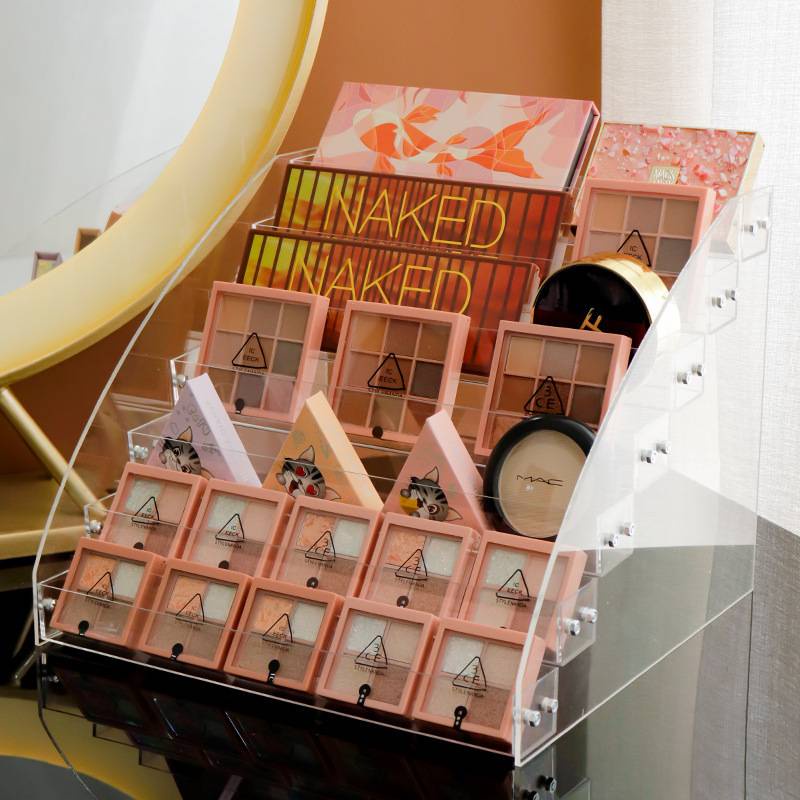 Hộp đựng son môi phấn mắt má hồng sơn móng tay bằng nhựa tiện dụng Thang lưu trữ sơn móng tay giá để đồ trang điểm đệm khí để bàn