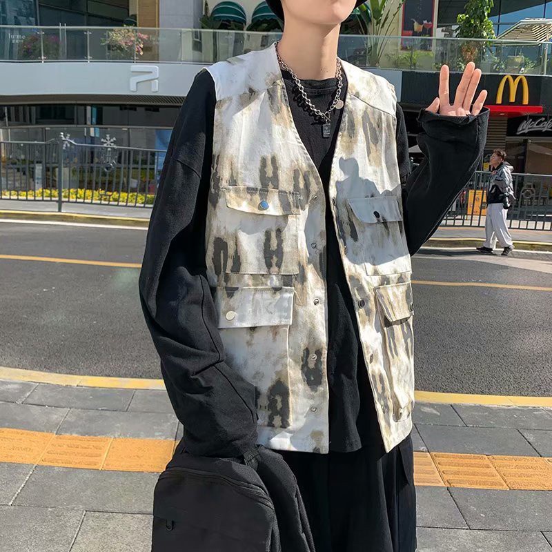 Áo sát nách nhuộm màu phong nam cách hip hop đường phố cho nam và nữ phong cách Hàn Quốc phong cách couple áo gile oversize basic unisex áo vest áo khoác