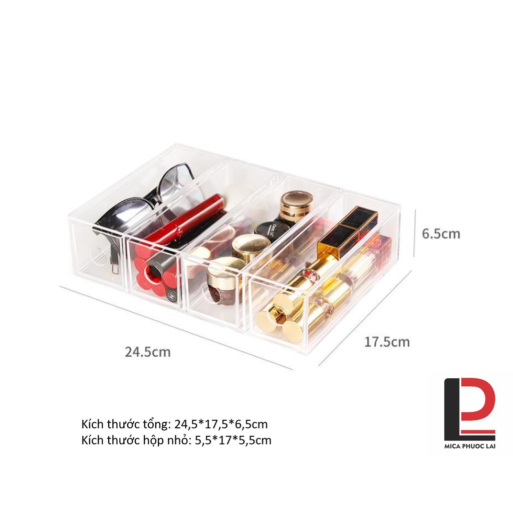 Hộp mica, acrylic nhiều ngăn/ Hộp dụng cụ Mica/ Hộp dụng cụ/ Hộp đựng kính, mỹ phẩm