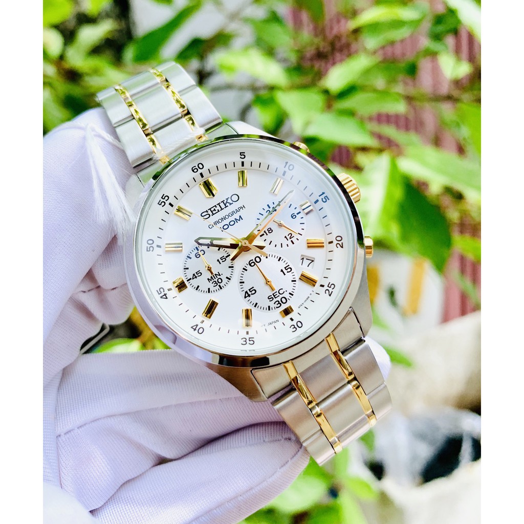 Đồng hồ Nam Seiko Chronograph SKS607P1 dây thép, Kính Hardlex Crystal (Kính Cứng) -c