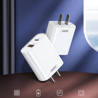 Củ sạc nhanh Remax RP-U37 2 cổng USB tích hợp QC 3.0 và PD 18W dành cho tất cả điện thoại