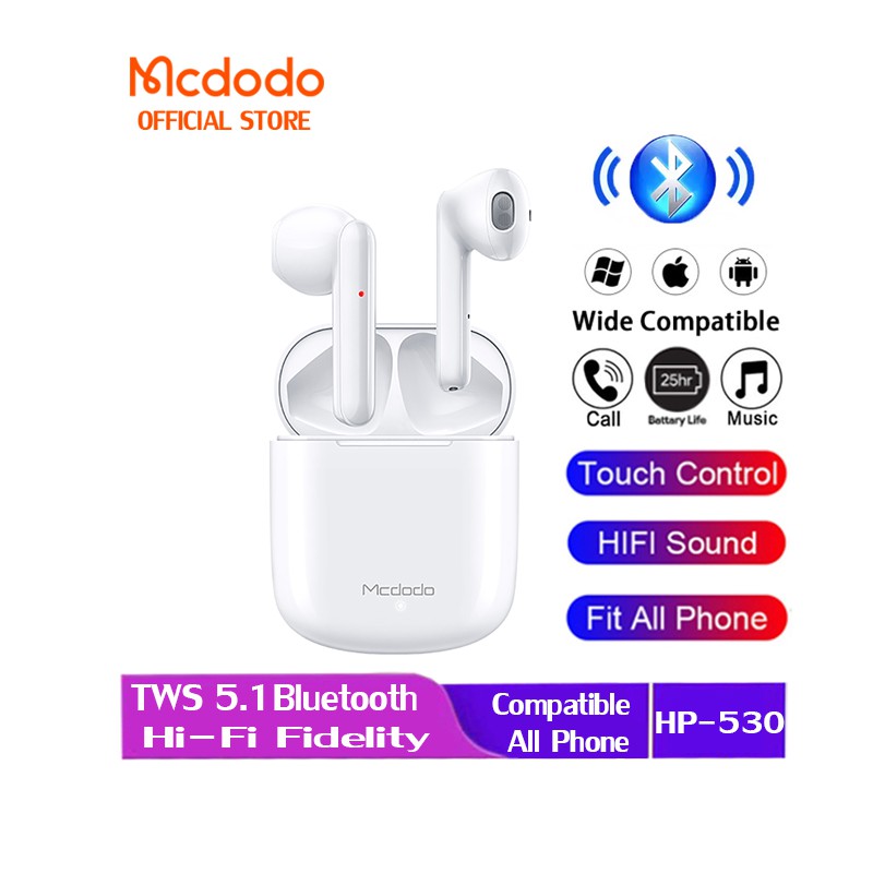 Tai Nghe Nhét Tai Bluetooth ko dây Mcdodo TWS 5.1 Tương Thích Với IPSamsung Huawei Phone HP-530