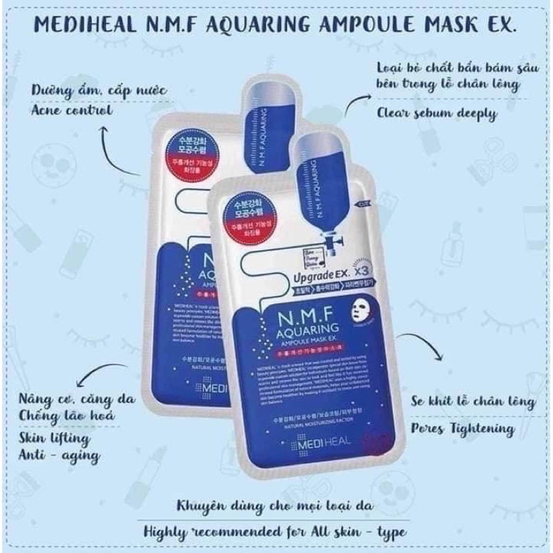 (Hộp 10 Miếng) Mặt Nạ Giấy Mediheal Tea Tree / Vita / Placenta / Collagen / Aquaring NMF Essential Mask Ex