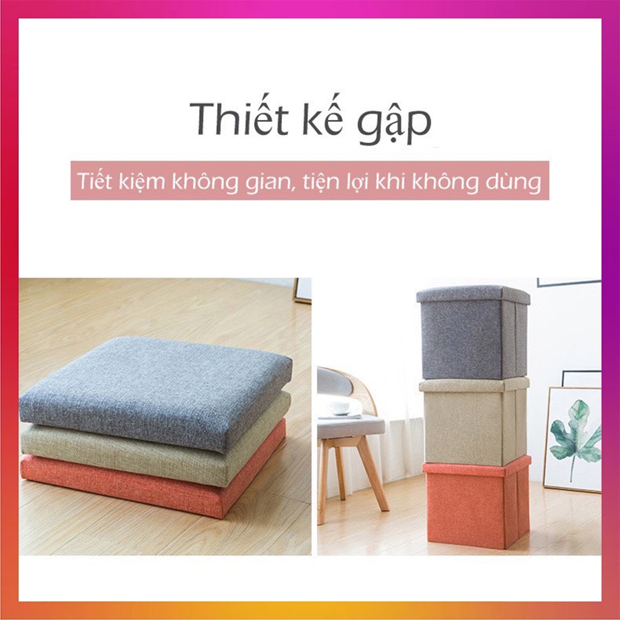 Ghế kiêm hộp để đồ tiện lợi Kawaii Home, ghế hộp đa năng 2 trong 1 kích thước 30 x 30 x 30 Cm