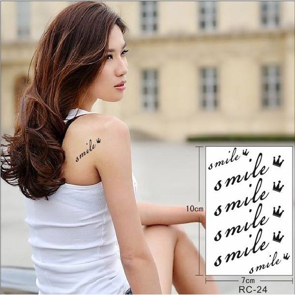 Hình xăm dán chữ kí smile 10x6cm_ mua 5 tặng 1 mini tattoo