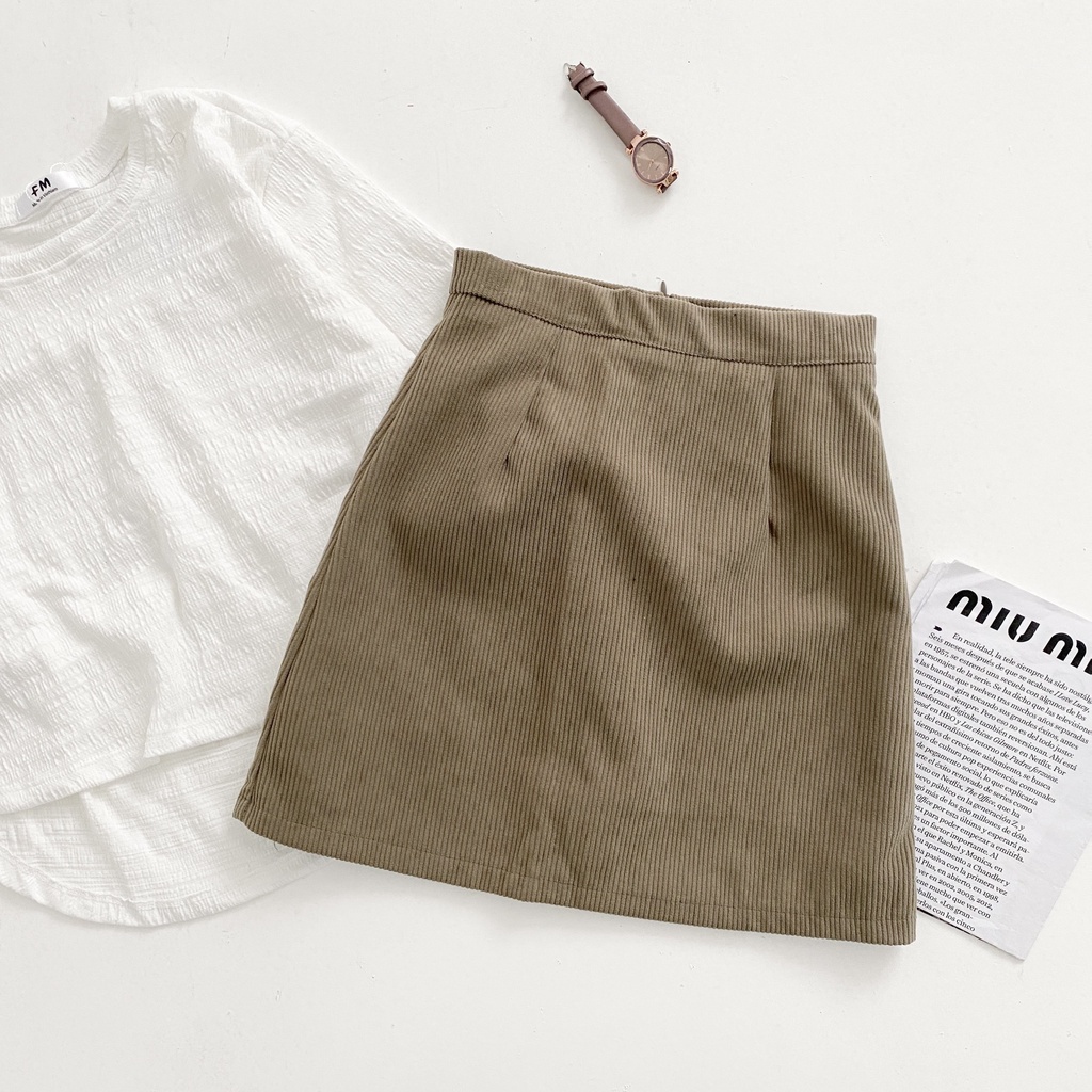 Chân váy ngắn chữ A nhung tăm ulzzang cạp cao thời trang Hàn Quốc thu đông FMStyle Saigon 21CV12GO0301 | BigBuy360 - bigbuy360.vn