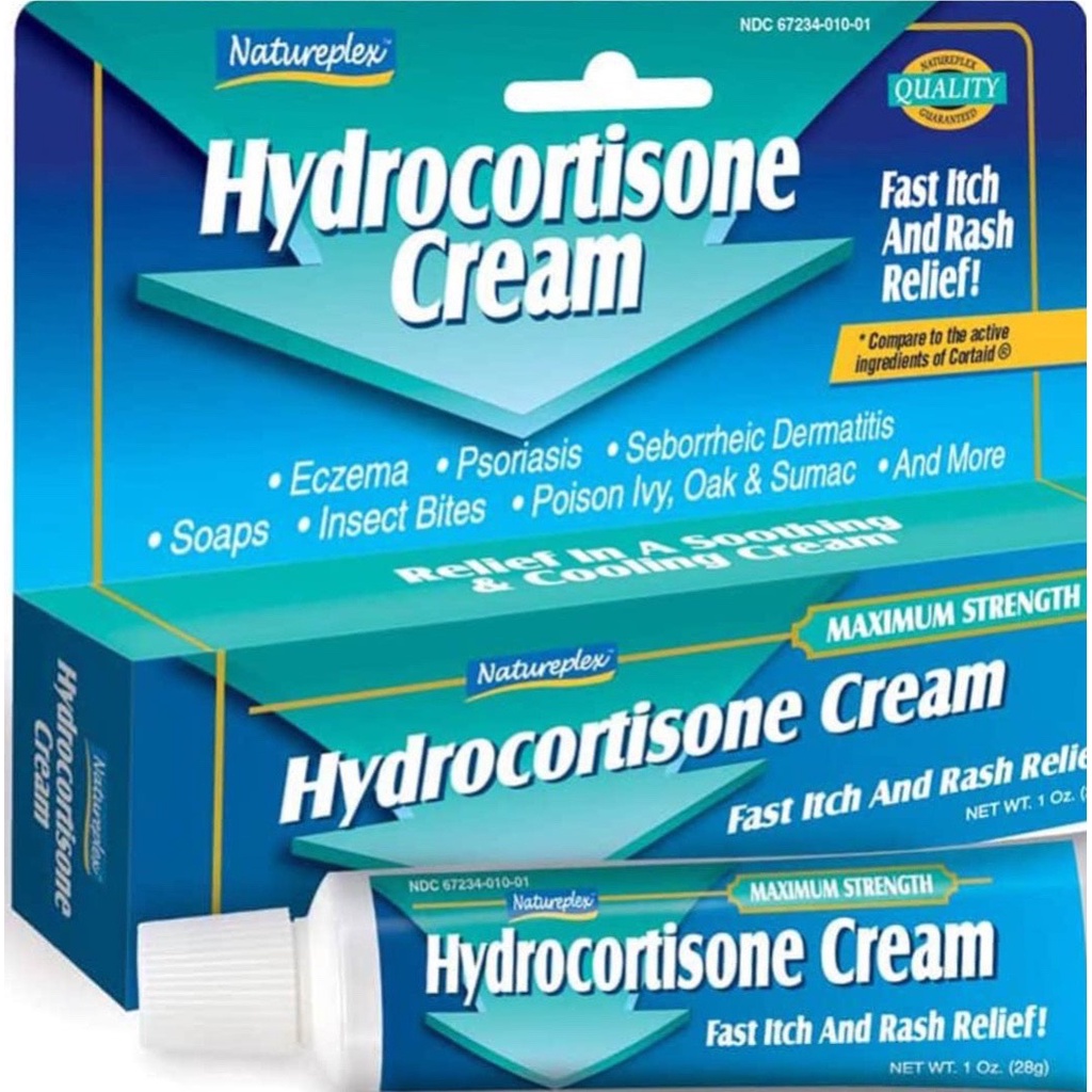 Kem chàm, vảy nến, Mụn lưng ,côn trùng cắn Natureplex Hydrocortisone Cream 1% -28g và 42,5g