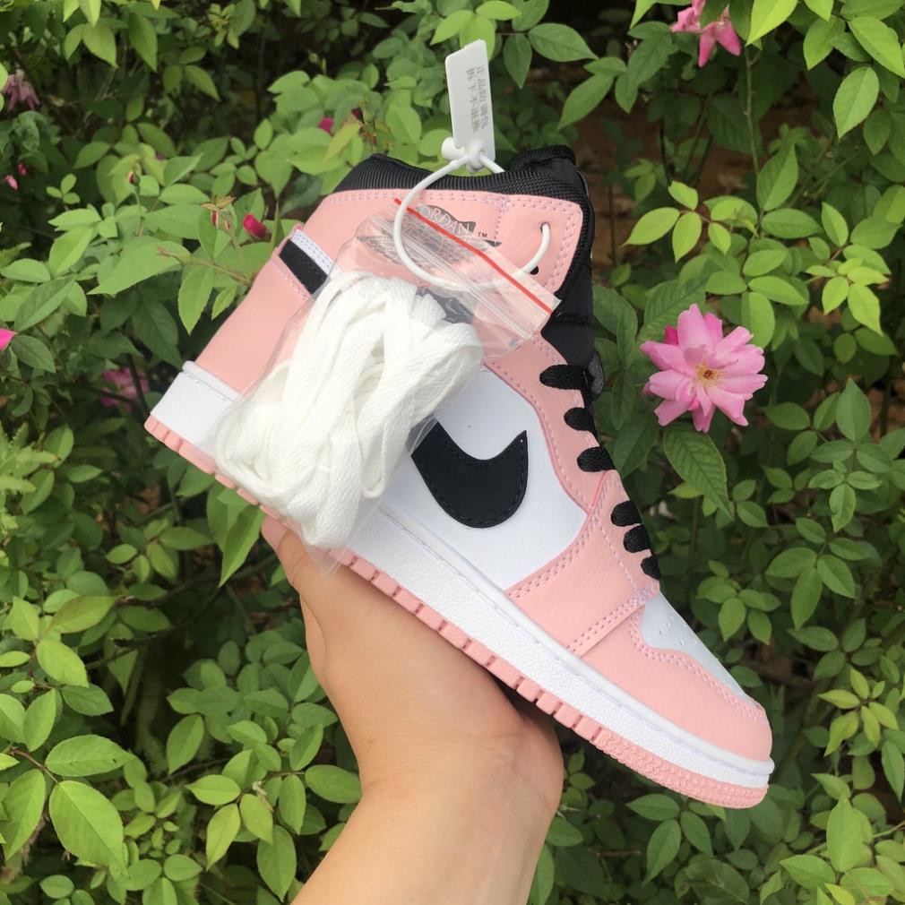 Giày thể thao nữ Jordan màu hồng cổ cao cổ thấp, giày sneaker nữ JD1 màu hồng đen cao cổ thấp cổ Pink high, low