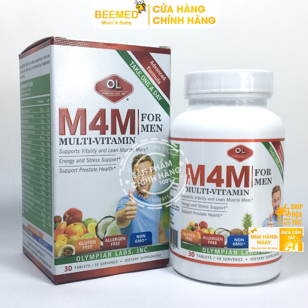 Viên Uống Bổ Sung Vitamin - Cho Nữ và Nam Olympian Labs M4W Multi Vitamin For Women - M4M Multi Vitamin For Men Hộp 30v