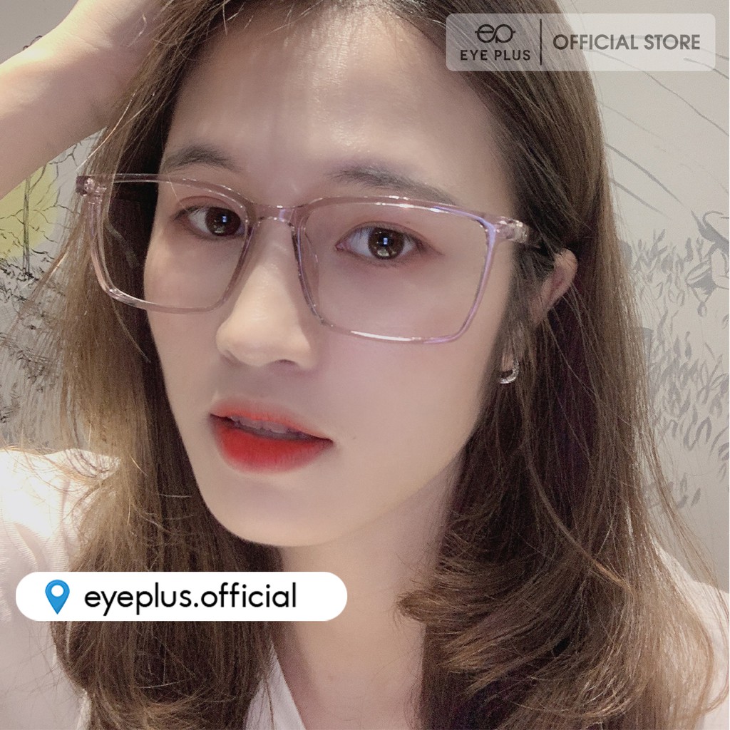 Gọng kính cận nam nữ thời trang EYE PLUS nhựa dẻo dáng vuông to phối hình trám N240-038
