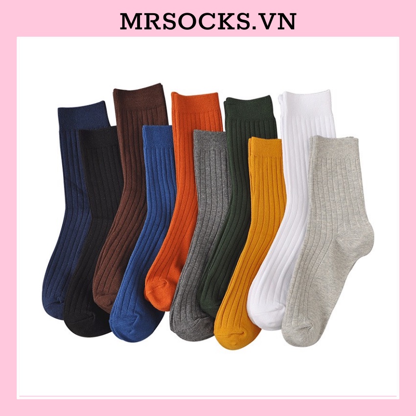 Tất cổ cao vớ trơn dài gân Nhật cotton kháng khuẩn thời trang hàn quốc dành cho nam và nữ MRSOCKS VC015