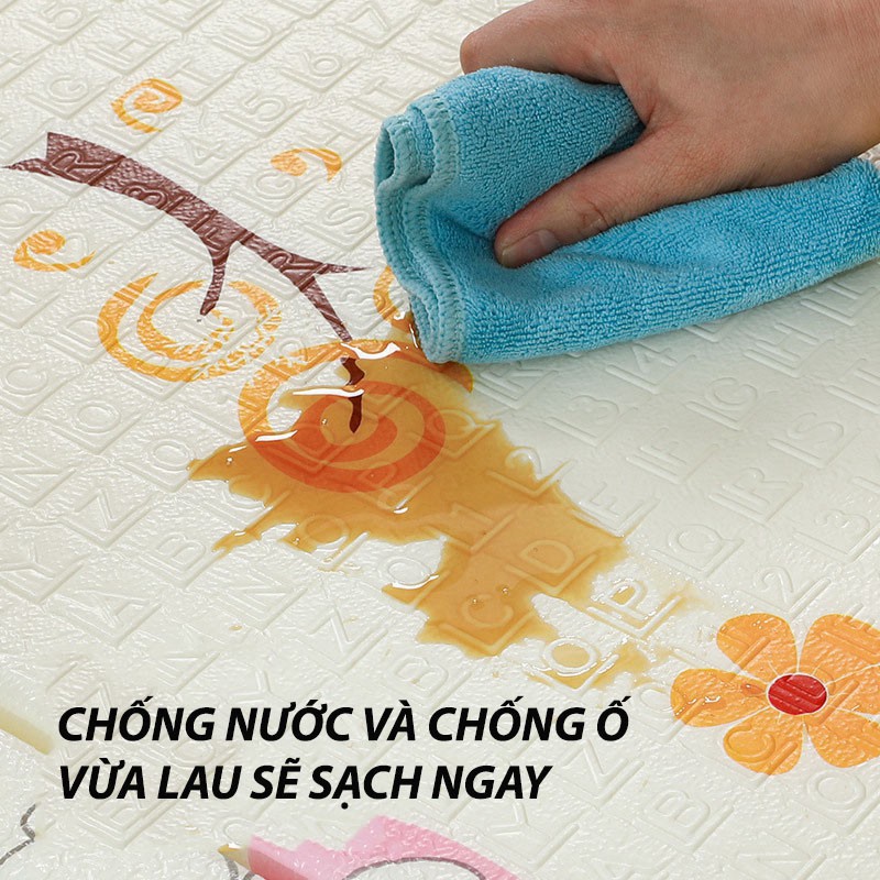 [HÀNG LOẠI 1] Thảm Xốp XPE - Chiếu Xốp Cho Bé Tấm Lót Trải Sàn 2 Mặt Phủ Silicone Chống Thấm, Chống Trơn Trượt 1M8x2M