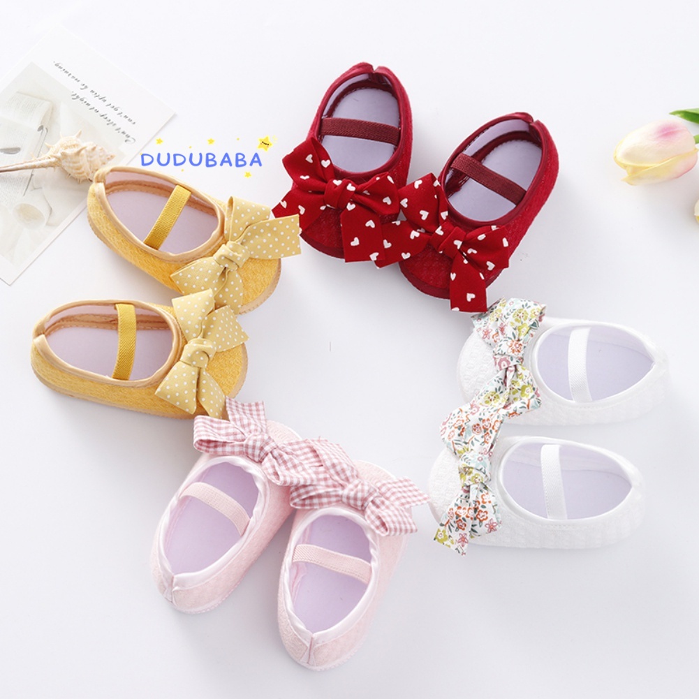 Giày Công Chúa Chống Trượt + Băng Đô Nơ Thời Trang Cho Bé Gái