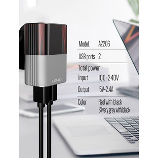 Bộ sạc 2.4A 2 cổng LDNIO A2206