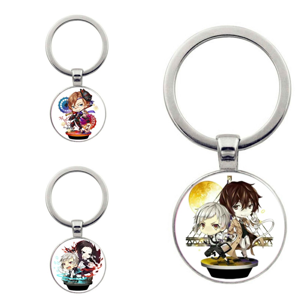(30k) Móc khóa tròn kim loại in hình Bungou Stray Dogs anime chibi xinh xắn độc đáo