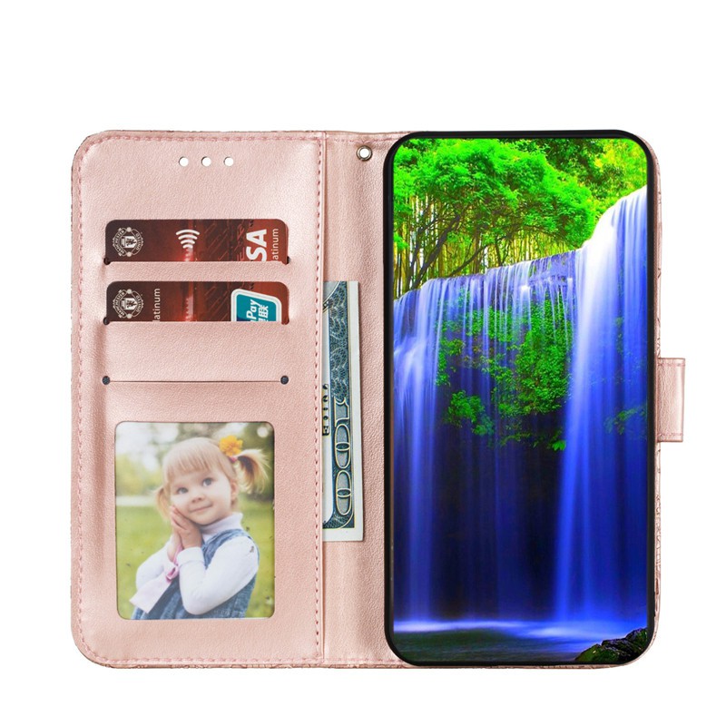Bao da điện thoại thiết kế dạng ví gập hình hoa cho samsung galaxy note 9 note 10 note 20 m51 note 20 ultra note 10+ wallet soft pu leather flip mobile phone holder stand soft case cover