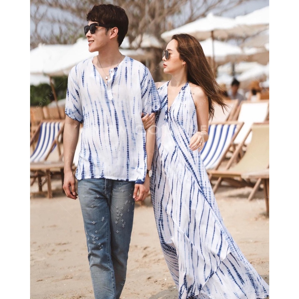 Set đồ đôi áo đôi áo cặp áo tình nhân gồm áo sơ mi và váy nữ chất vải kate thoáng mát hiện đại, set đồ couple CP61