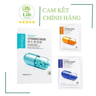 Mặt Nạ Giấy Vitamin Mask – Mặt Nạ Nội Địa Trung Bioaqua Cấp Ẩm Dưỡng Trắng Giảm Mụn Mờ Thâm Life Cosmetics