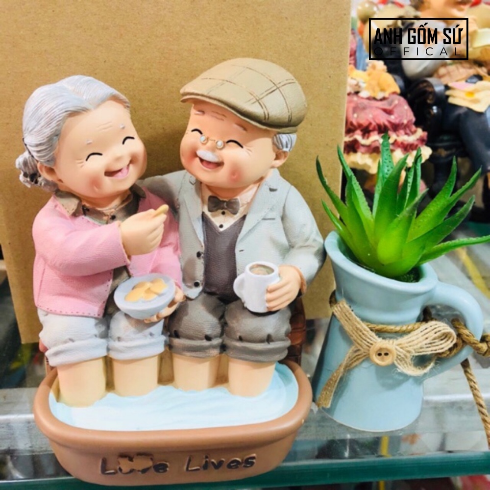 Tượng ông bà hạnh phúc decor trang trí bánh kem quà tặng ý nghĩa dành cho người thân tổng hợp nhiều mẫu chọn lựa