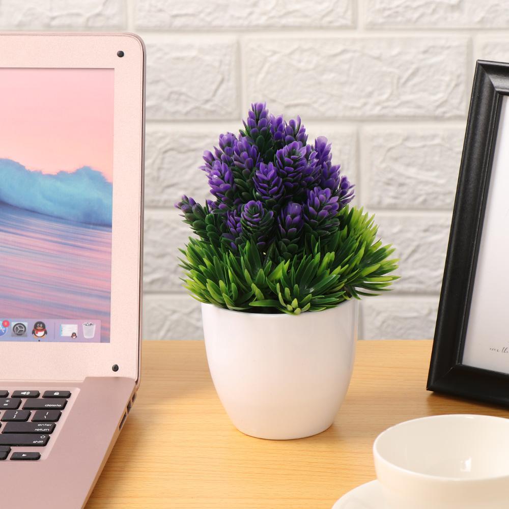 1 Bộ Chậu Hoa Nhân Tạo Mini Để Bàn Trang Trí Nhà Cửa