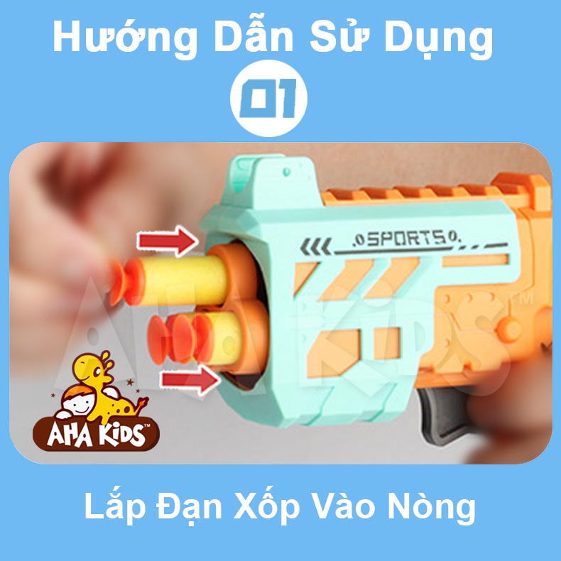 Đồ Chơi Nerf 3 Nòng Cho Bé Trai, Đồ Chơi Dính Xốp Cầm Tay