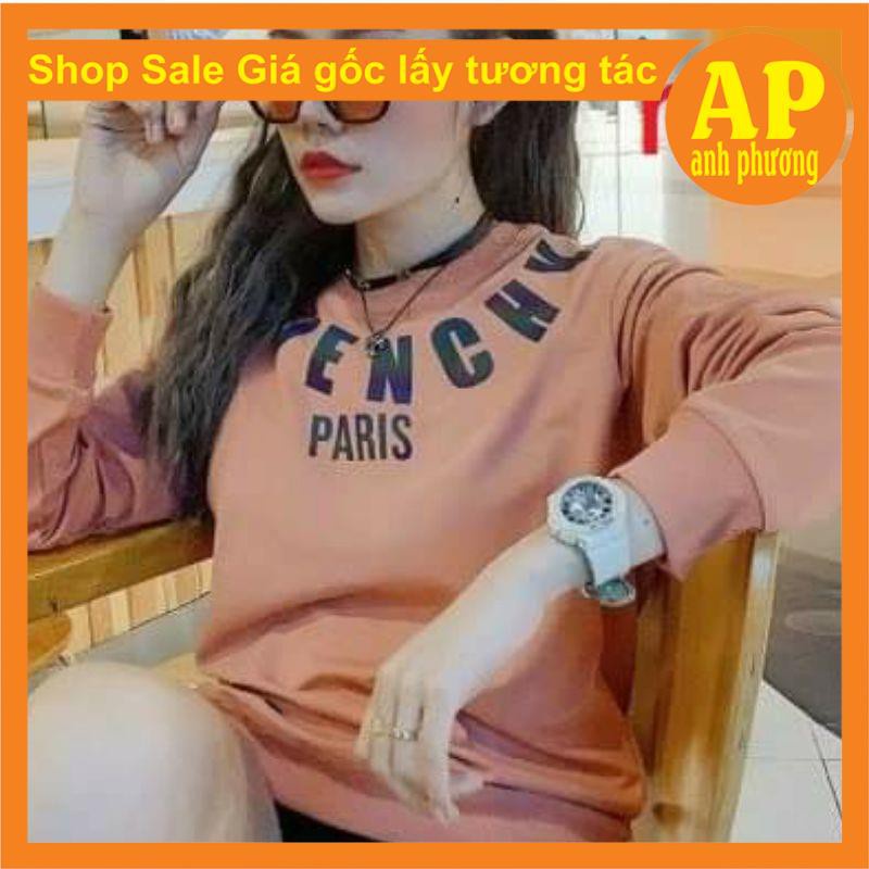 Áo phông phản quang pari in cổ❤ Sweater Gi ven ty tay dài Unisex  nam nữ tay lỡ Oversize form rộng 3 màu UNISEX