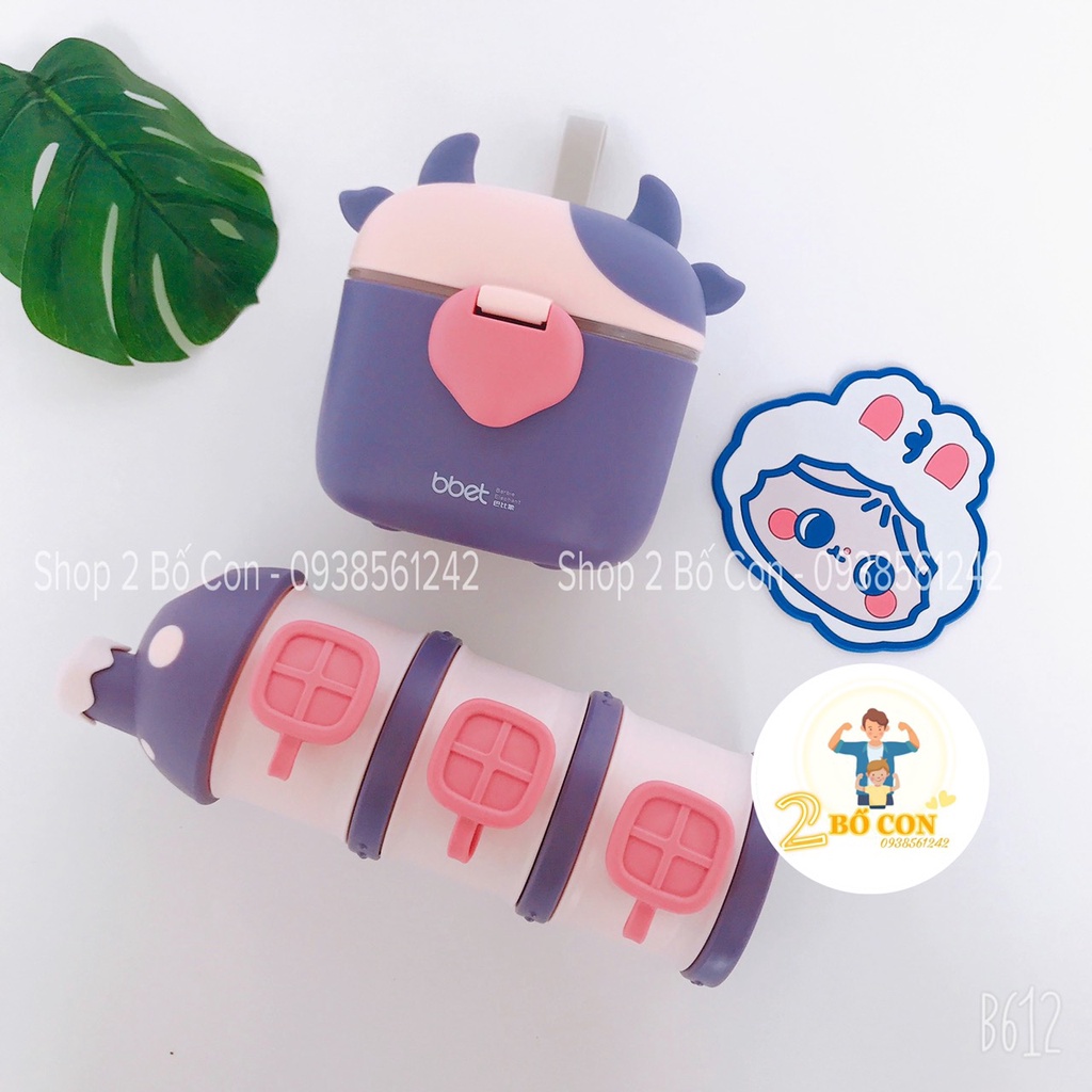 Hộp đựng sữa bột cho bé - Hộp trữ sữa bột và đồ ăn khô cho bé mang đi hình chú bò con -Hộp chia sữa hình Tháp Shop2bocon