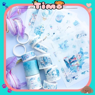 Washi Tape Vintge Hoa Tiết Cổ Điển Kèm Sticker Trang Trí Sổ Tay Dễ Thương 10x10 TIMO WS18