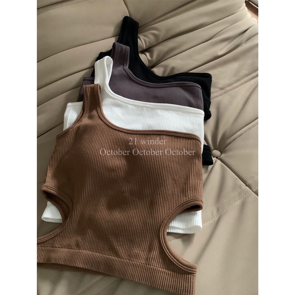 DUNEA Áo Tank Top Hai Dây Màu Trơn Có Đệm Lót Cho Nữ