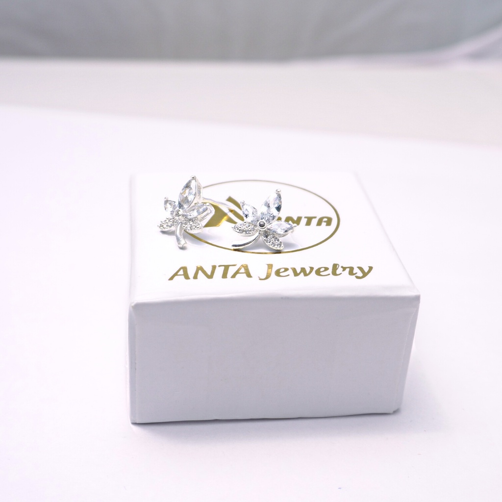 Bông tai bạc ATJ9082 dành cho nữ hình lá đính đá Leaves with rhinestones ANTA Jewelry