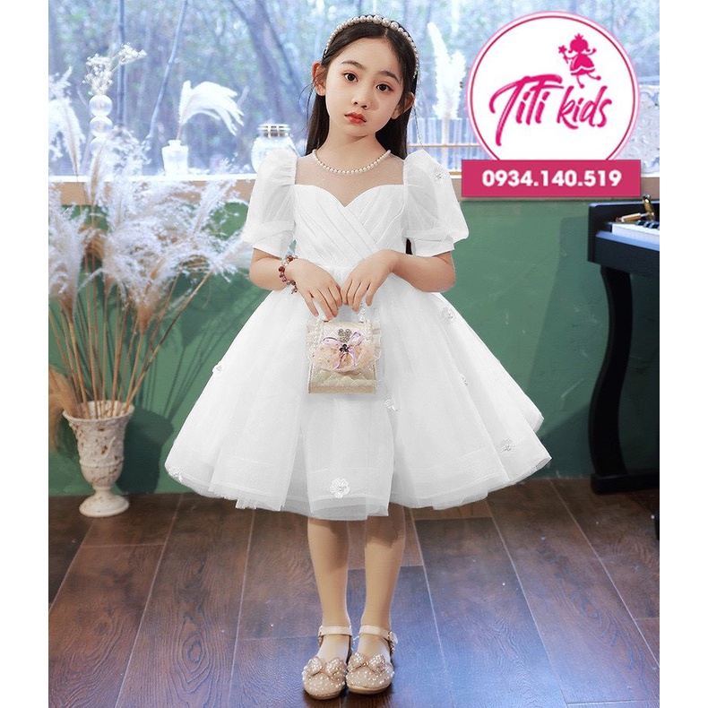 Đầm công chúa bé gái TiTiKids Đầm ngắn hoa rơi CC192
