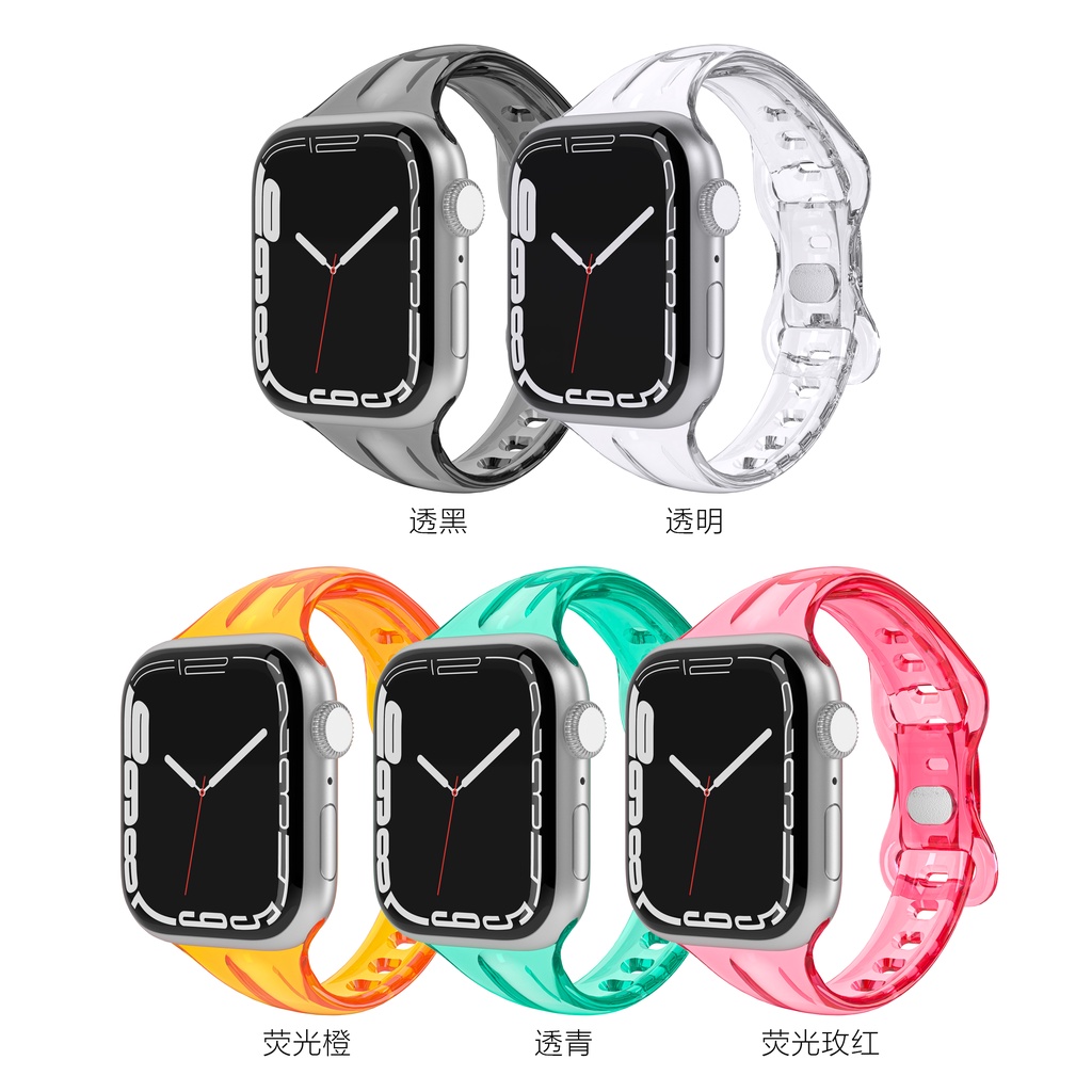 Dây Đeo Đồng Hồ Bằng TPU Trong Suốt Màu Kẹo Cho iwatch series 8 7 6 5 SE 4 3 2 45mm 41mm 44mm 40mm 38mm 42mm