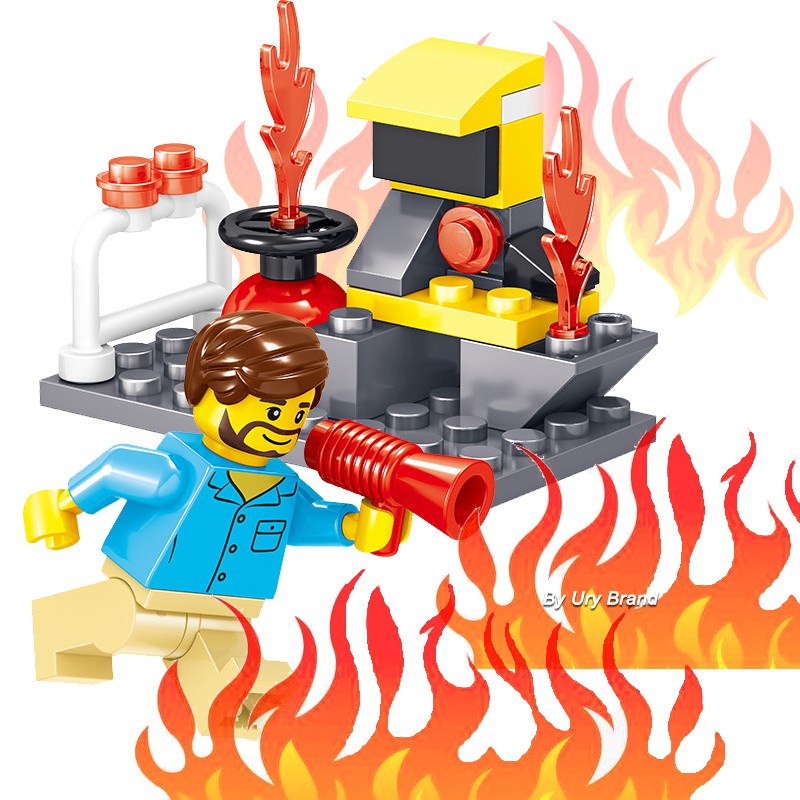 [Mã LIFETOYS1 giảm 30K đơn 99K] Bộ 8 mô hình đồ chơi Lego lắp ráp thành phố cứu hỏa Mini cho bé