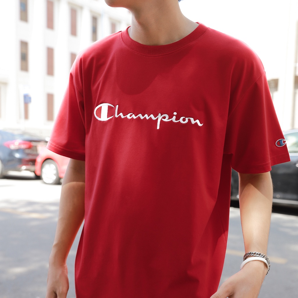 ÁO THUN CHAMPION BIG LOGO CHỮ THÊU MÀU ĐỎ