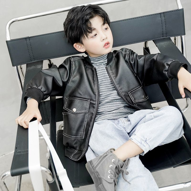 Áo khoác da thời trang mùa thu phong cách Hàn Quốc cho bé