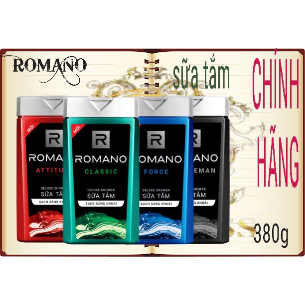 ROMANO_ SỮA TẮM 380G ĐỦ LOẠI