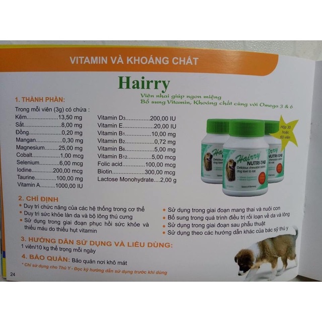 Viên Bổ Sung Vitamin Khoáng Chất Cùng Với Omega 3 & 6 Cho Chó Hairry Nutri Tab (Lẻ từng viên)