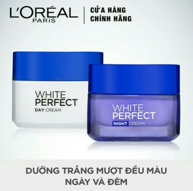 (Chính hãng 100%) Bộ đôi kem dưỡng da trắng mượt đều màu ngày và đêm L'Oreal Paris White Perfect