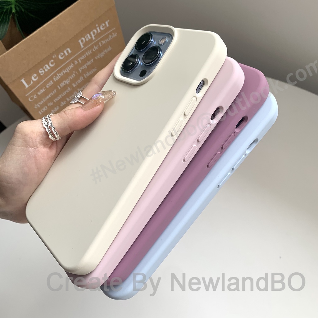 Ốp Điện Thoại Silicon Cao Su Màu Hồng / Tím Cho iPhone13 14 Pro max 12Pro 13Pro 12Promax 13Mini 12mini i11 XR Xsmax 7Plus 11Promax