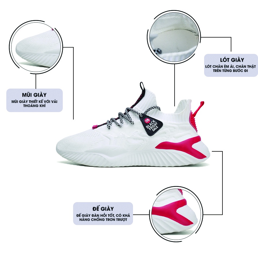 Giày Thể Thao Nam GEMI - Giày Sneaker Đỏ Trắng - Đen Xanh - Kaki Giày Thể Thao Vải Thoáng Khí- G5000