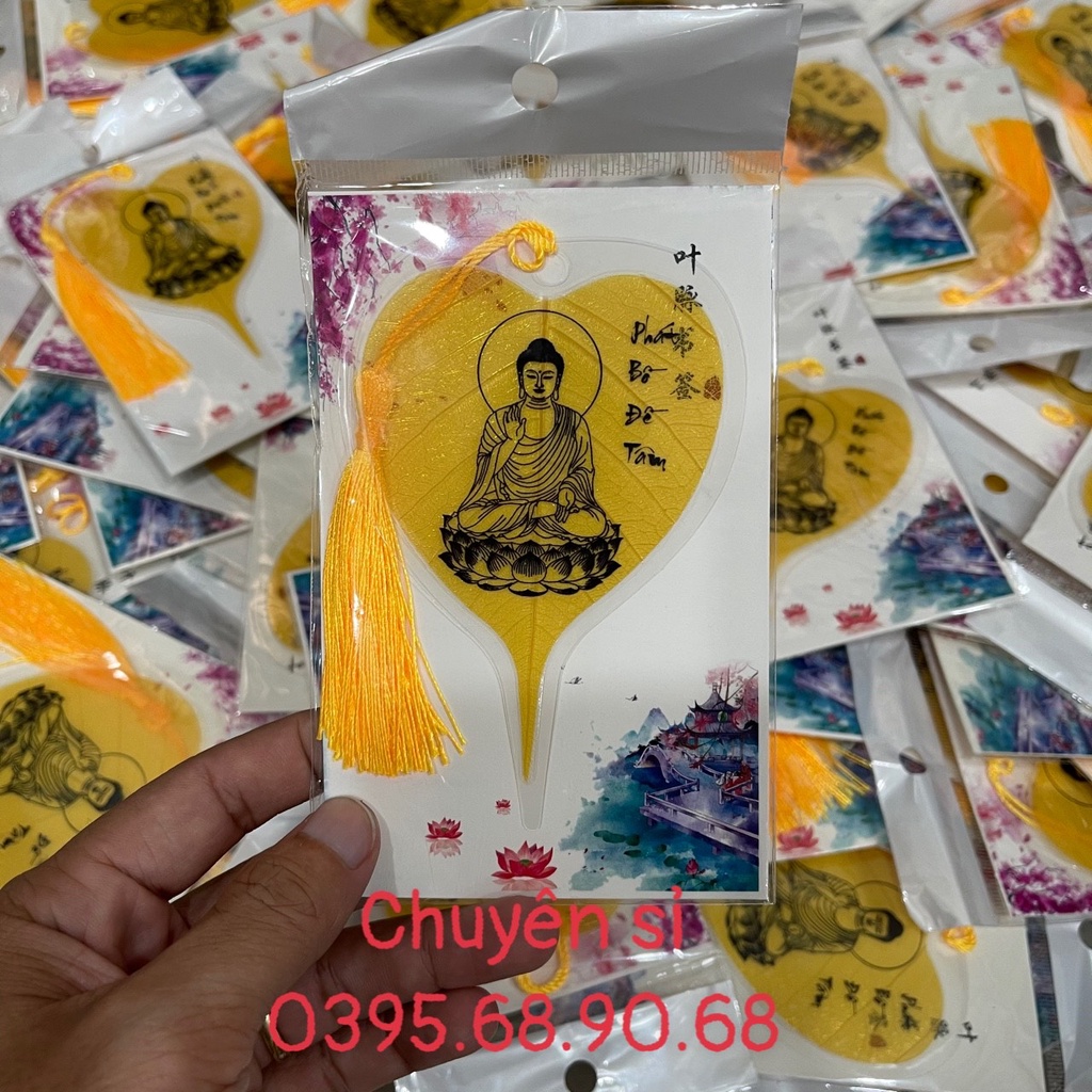 Sỉ Combo 100 Lá Bồ Đề Tâm Phật, Thủ Công In Hình Phật Tổ