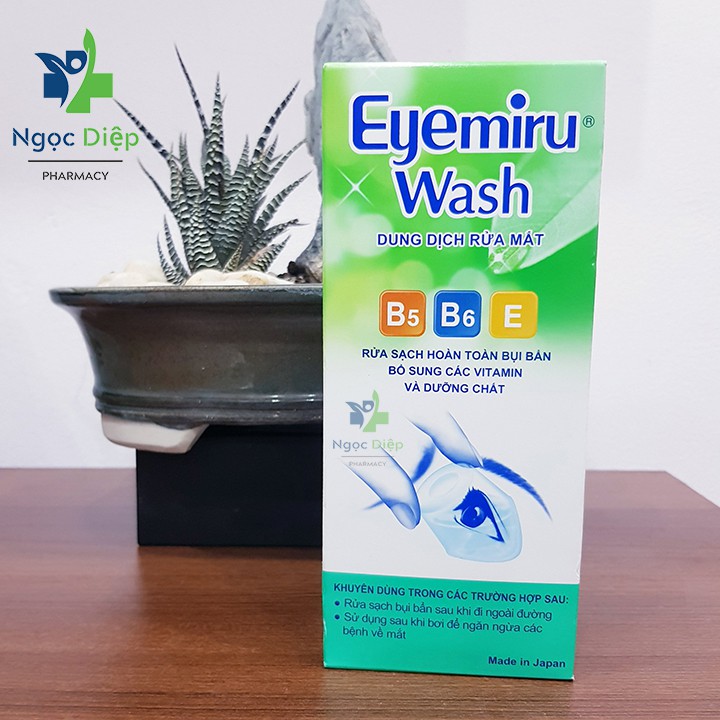 [ Hàng Nhật ] Nước Rửa Mắt (Dung dịch rửa mắt) Eyemiru Wash 500ml bổ sung vitamin, nhập khẩu chính hãng