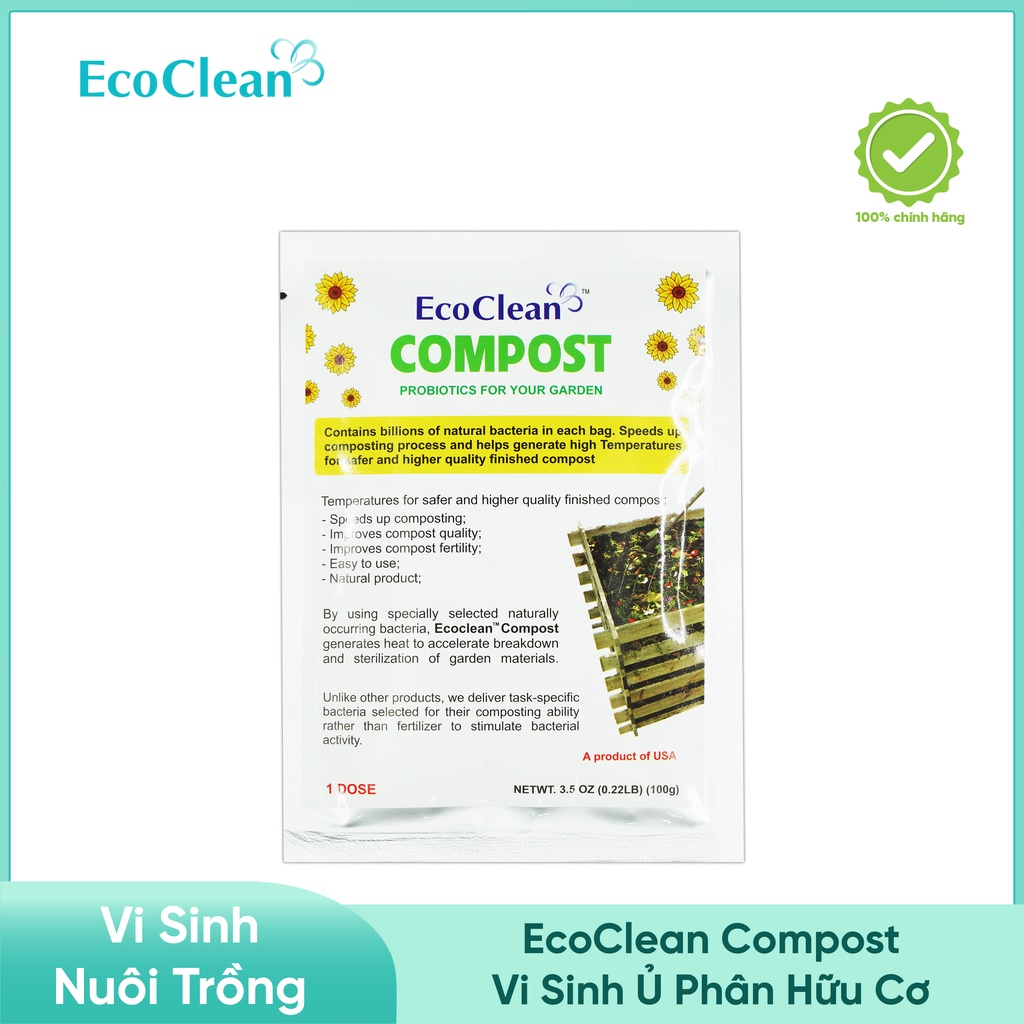 Vi Sinh Ủ Phân Hữu Cơ - EcoClean Compost - Chính Hãng từ Mỹ