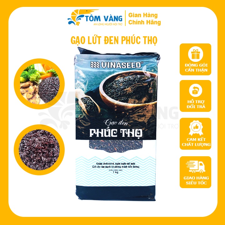 Gạo Lứt Đen Phúc Thọ - Lứt Dẻo Điện Biên - Lứt Séng Cù - Lứt Huyết Rồng - Lứt Tím Than (Túi 1kg) - Tôm Vàng