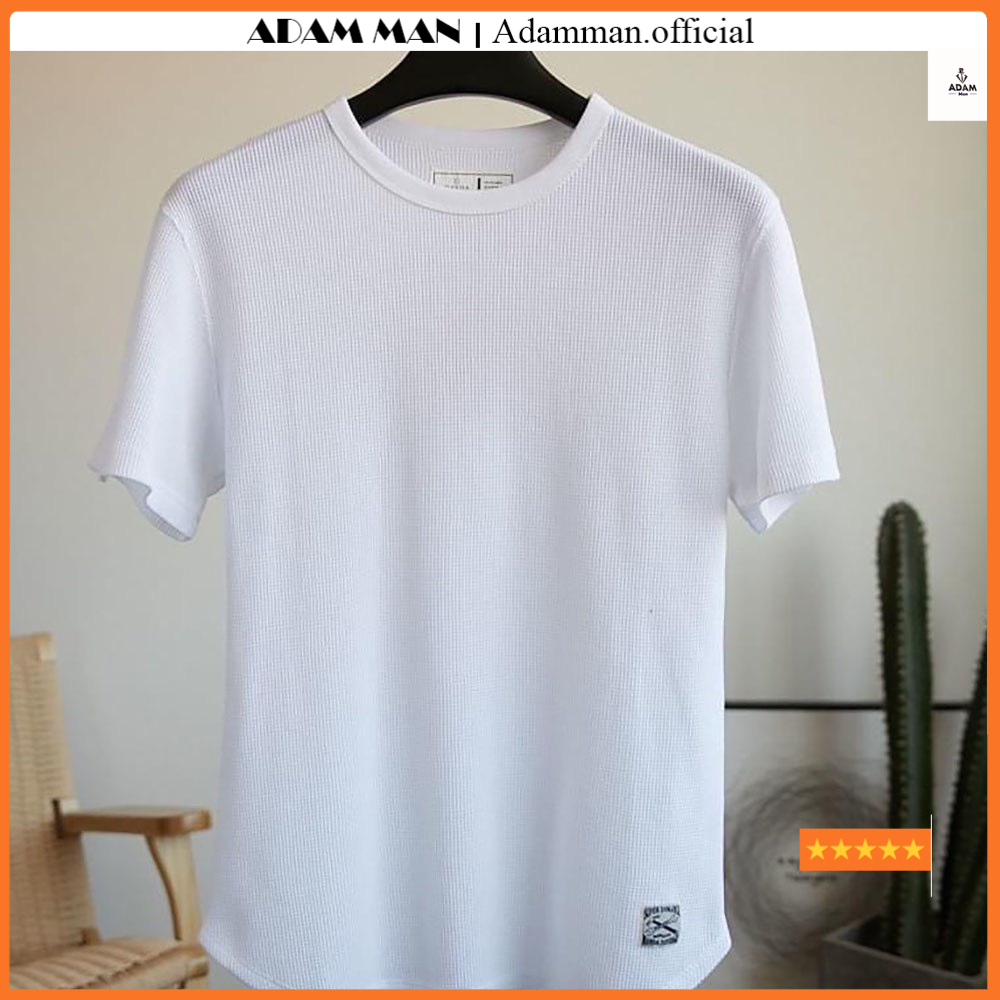 Áo thun nam tay ngắn cổ tròn chất thun cotton tổ ong co giãn 4 chiều phong cách Hàn Quốc - Adamman