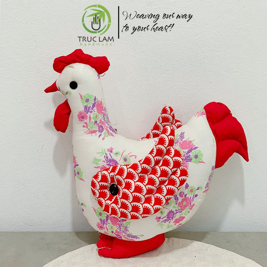Đồ Chơi Thú Nhồi Bông Cho Bé Hình Con Gà Mái Vải Hoa Bông Gòn Cao Cấp - Trúc Lâm Handmade